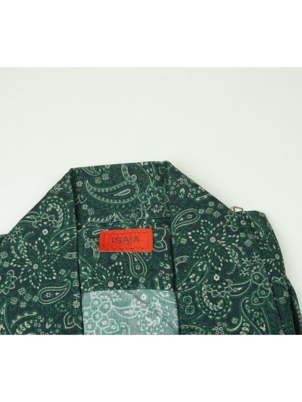 Isaia Emerald Green Gray Paisley Pocket Long Sleeve Microfiber Shirt 15.5/39 NEW - Picture 3 of 5